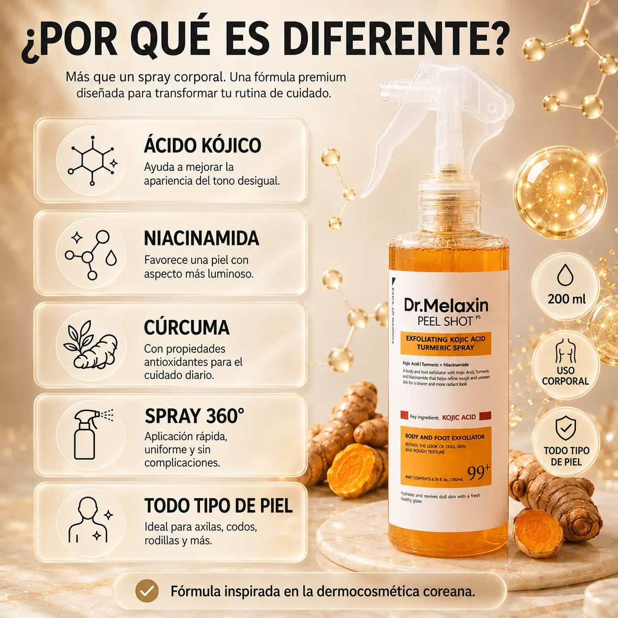 Dr. Melaxin Peel Shot ® – Spray Iluminador de Bienestar Corporal