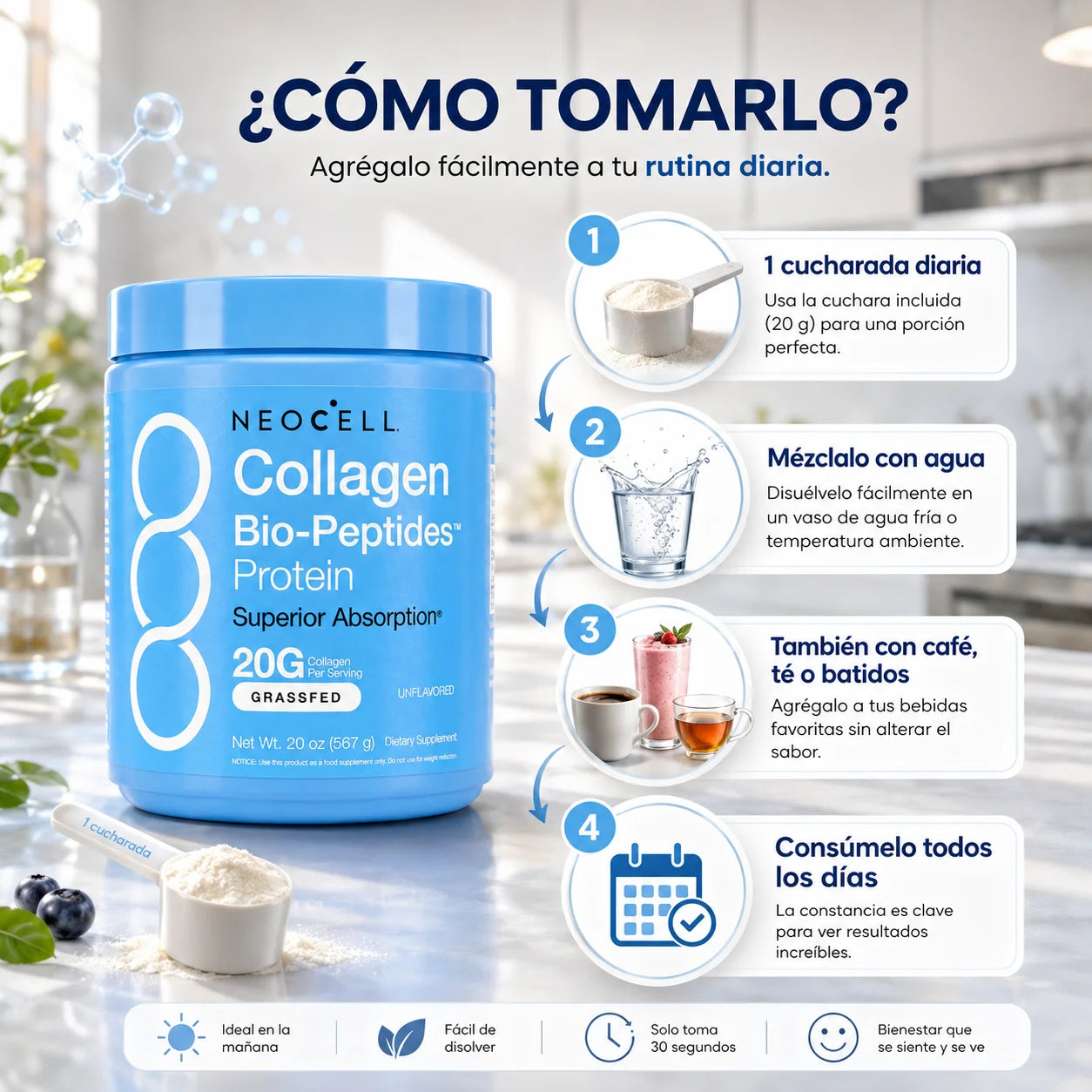 Colágeno en Polvo 567 g | Luce una Piel Radiante, Fortalece tu Cabello, Uñas y Articulaciones