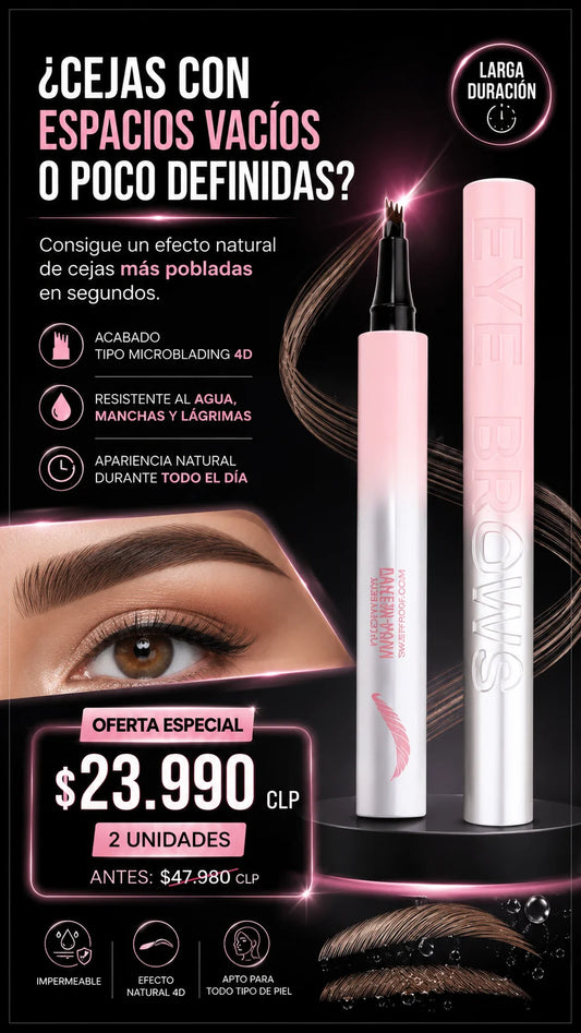 Lápiz cejas impermeable 4 puntas 2x1
