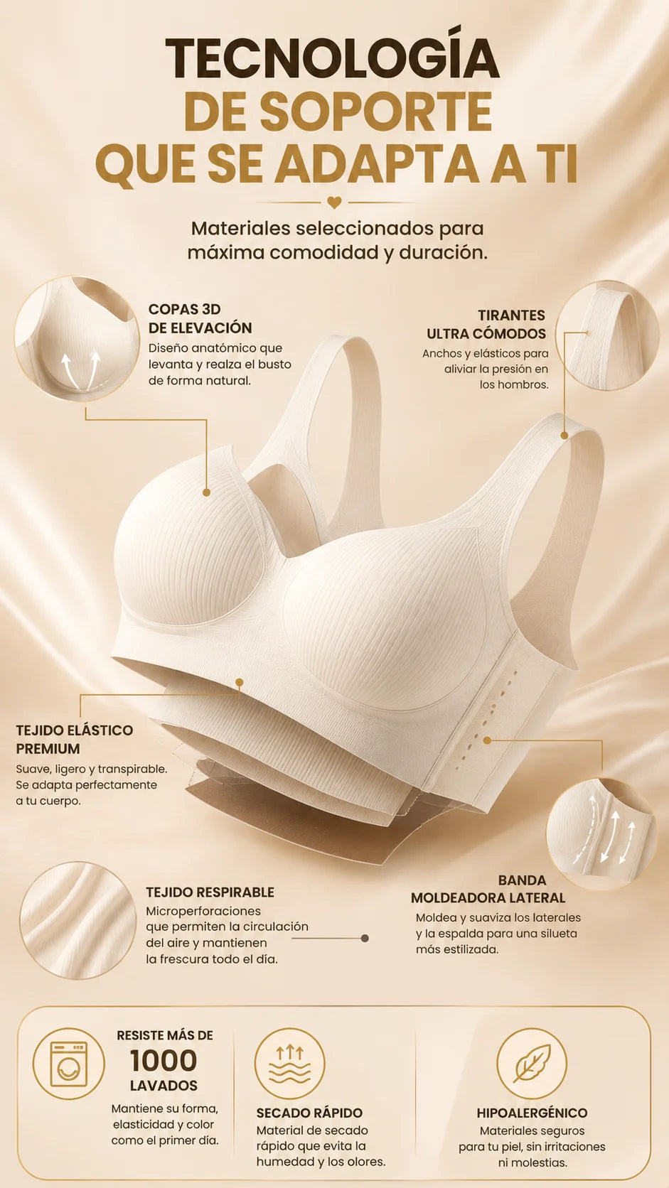 Levanta & Moldea™  Sin Aros | Sin Costuras | Soporte Natural Todo el Día