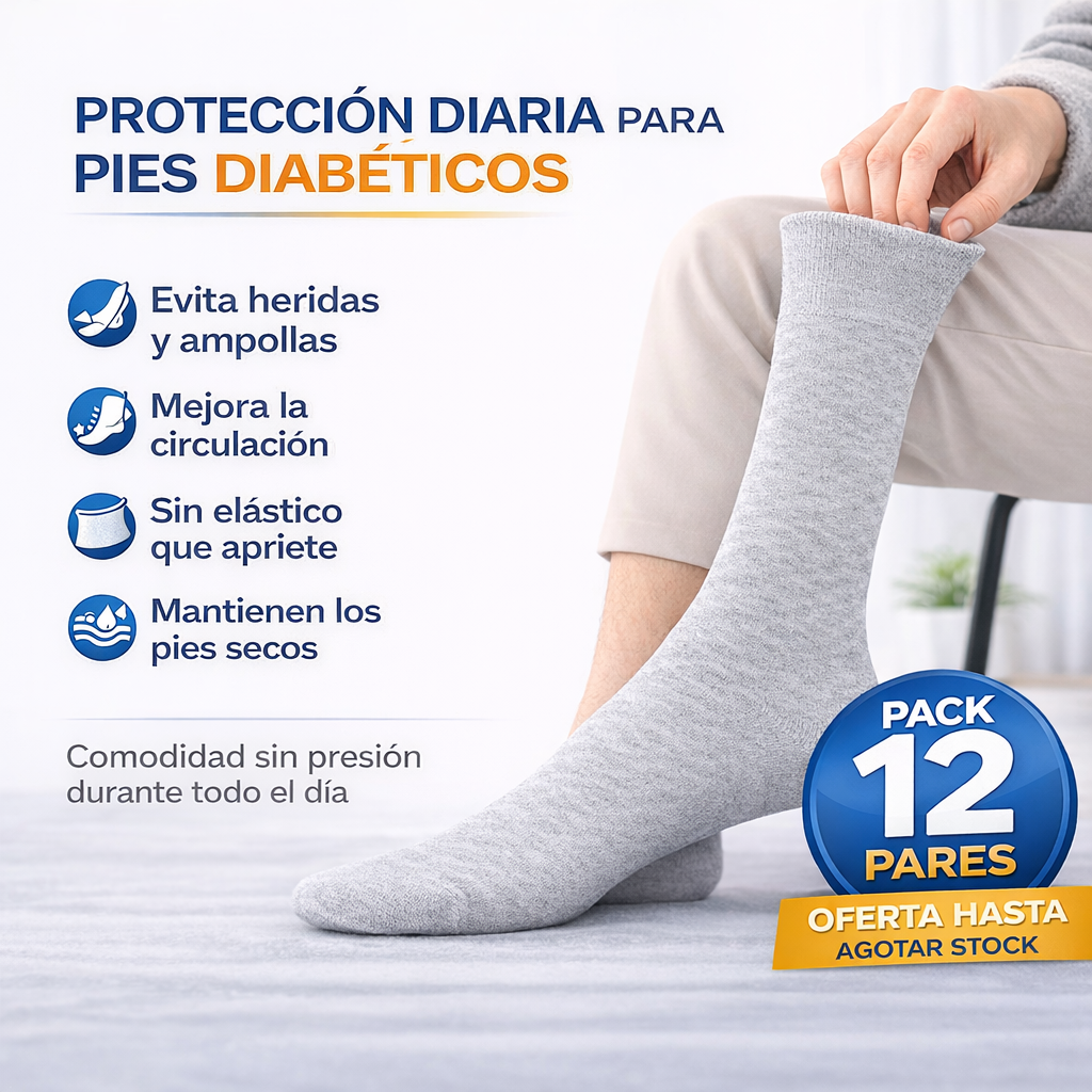 Calcetines para Diabéticos sin Costuras y Sin Presión I Pack 12 Pares