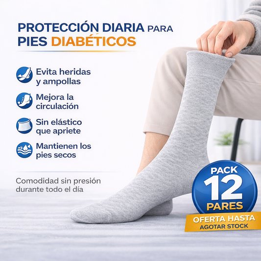 Calcetines para Diabéticos sin Costuras y Sin Presión I Pack 12 Pares