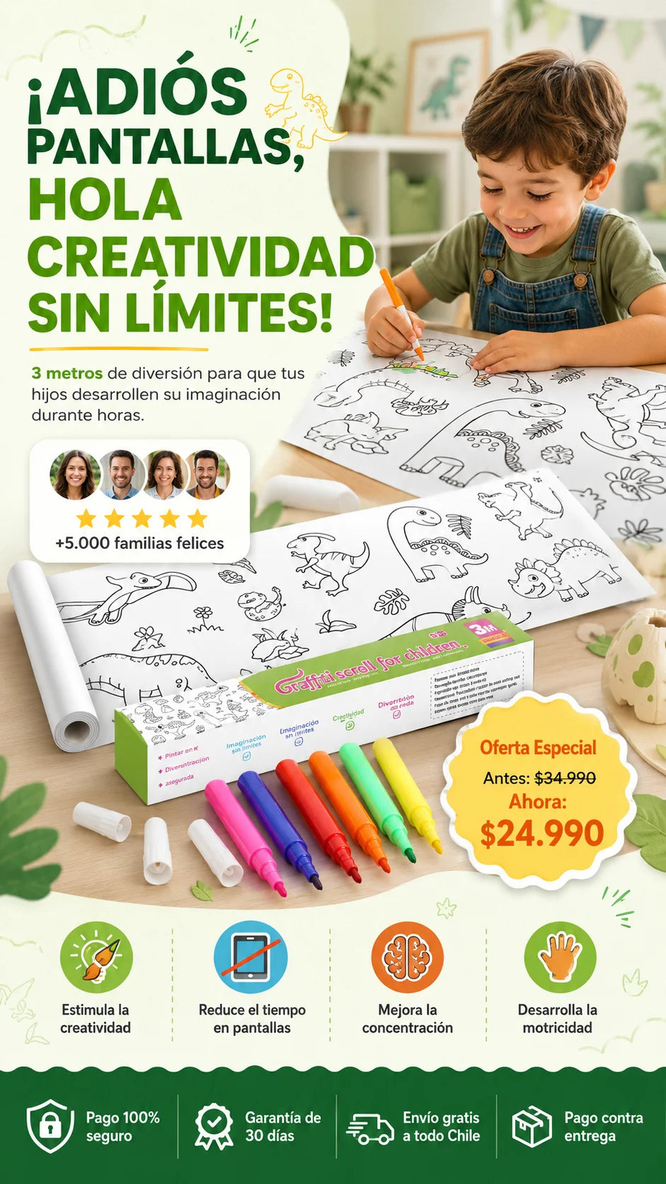 Rollo para colorear l 3 metros l Adiós Pantallas