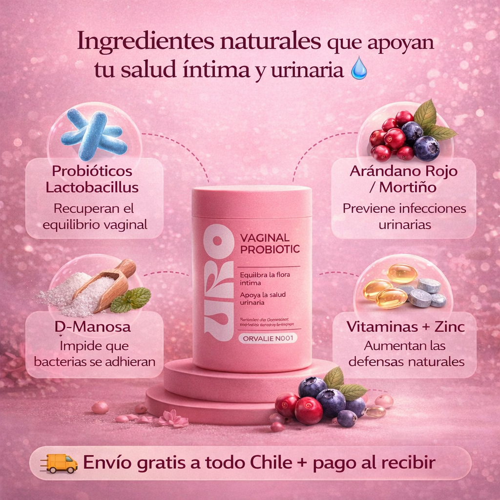 Probiótico URO Vaginal | Suplemento diseñado para apoyar el equilibrio íntimo femenino