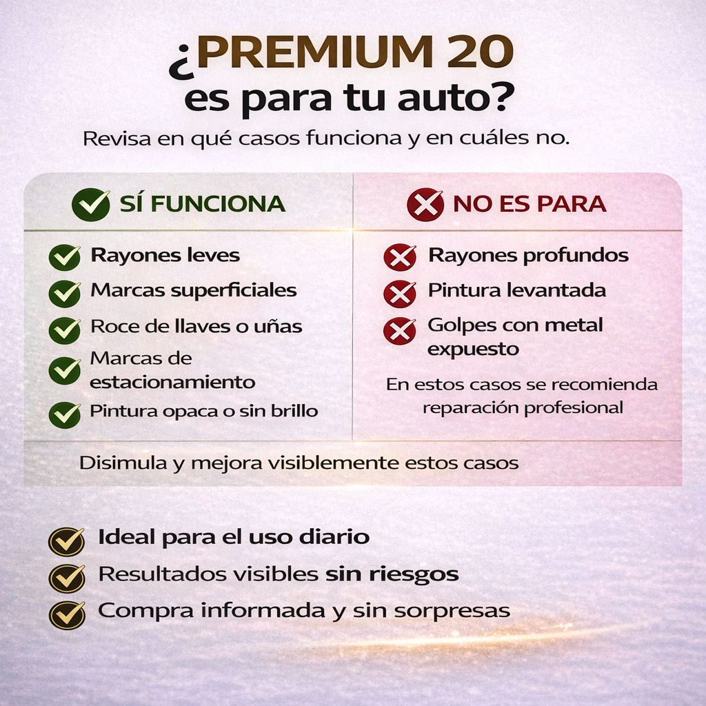 Premium 20 SEC. | Elimina rayones y protege la pintura del auto en solo 20 segundos I No Más Talleres