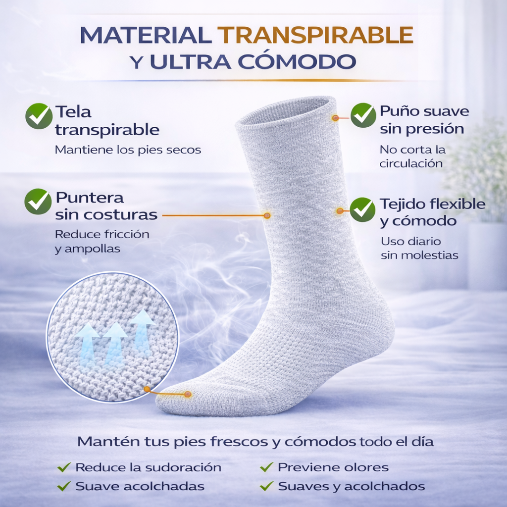 Calcetines para Diabéticos sin Costuras y Sin Presión I Pack 12 Pares