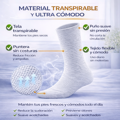 Calcetines para Diabéticos sin Costuras y Sin Presión I Pack 12 Pares