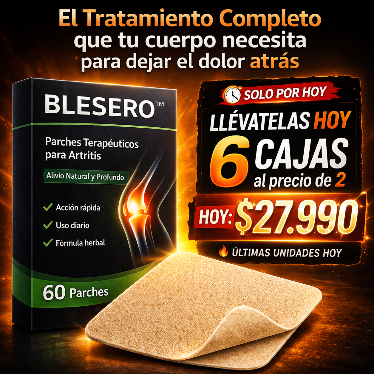 Parches Terapéuticos para Dolor e Inflamación Articular (60 unidades) l Alivio efectivo para artritis, rigidez y molestias diarias
