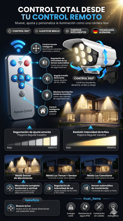 SolarGuard Pro™ | Luz Solar Inteligente con Control Remoto y Sensor Automático