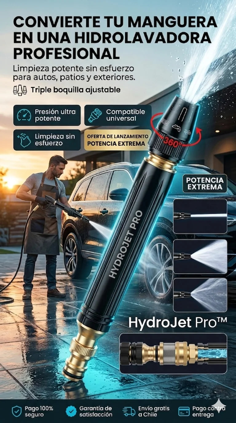 HydroJet Pro™ – Pistola de Lavado Triple Boquilla de Alta Presión