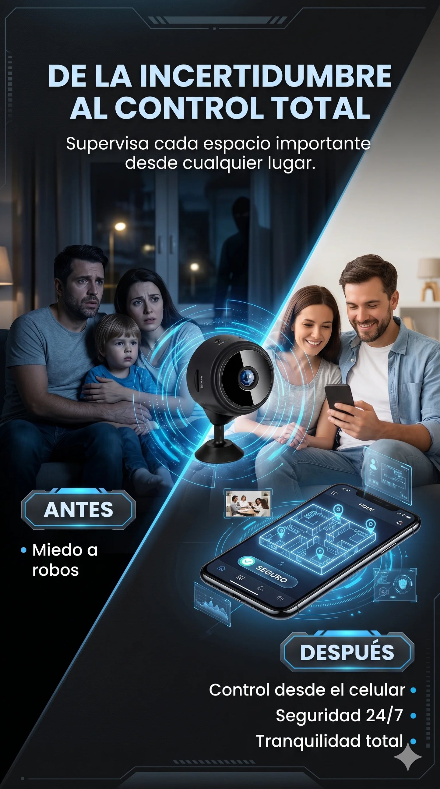 Monitorea tu hogar, negocio o mascotas desde cualquier lugar con esta Mini Cámara, conectala a tu celular. Discreta, compacta y con visión nocturna para protección total las 24 horas.