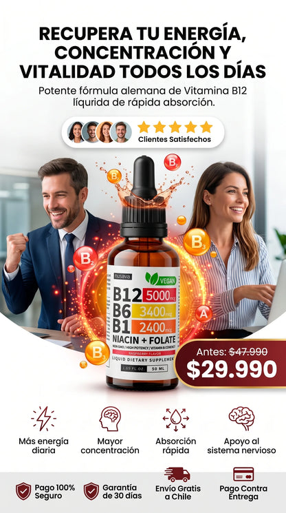 Complejo B l B12 Energy Drops™ l Energía y Vitalidad Diaria l Adiós cansancio y Neuropatía l Gotas sublinguales