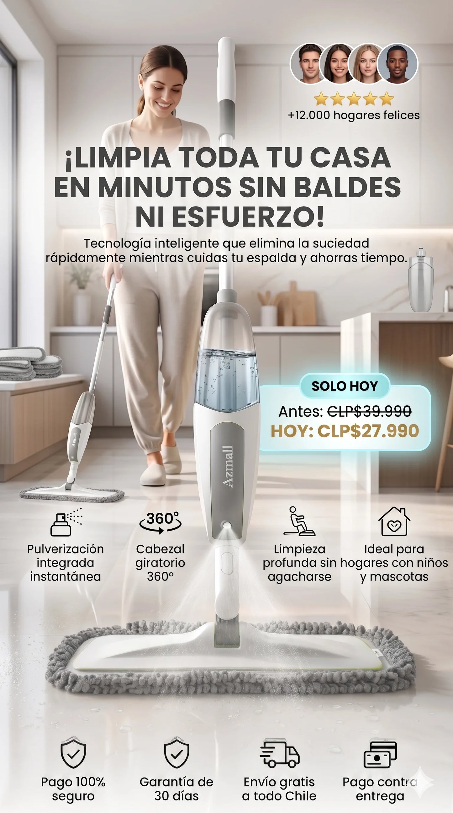 EasyMop 360™ l Trapeador Spray Giratorio con Dispensador Integrado